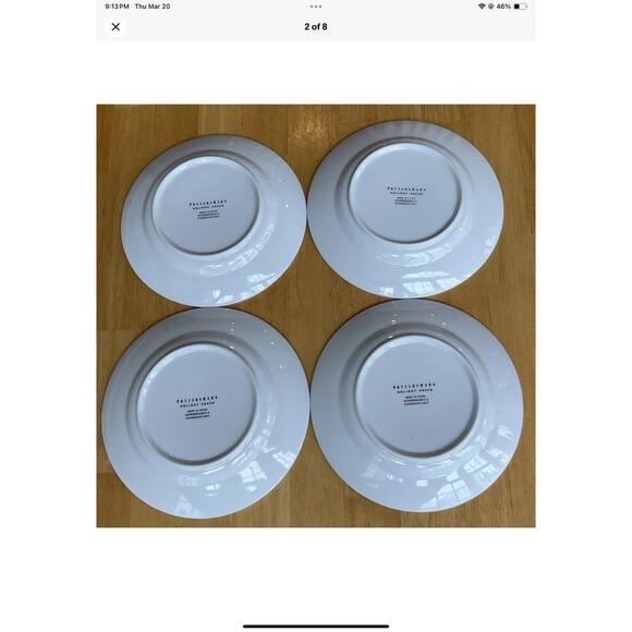 Pottery Barn Holiday Cheer 8" Ceramic Dessert/Salad Plates Set of 4 - Picture 2 of 8